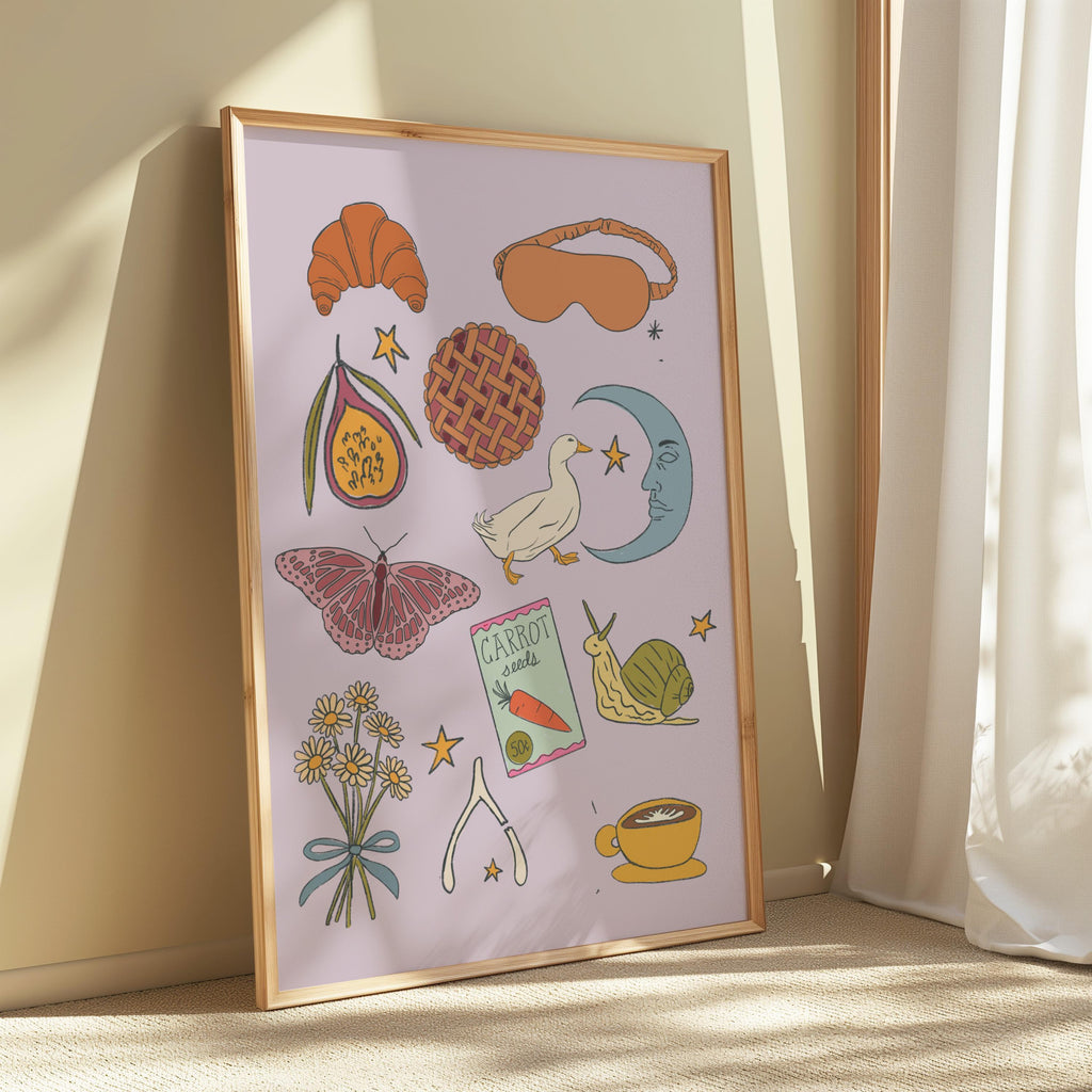 Purple Whimsical Doodle Art Print