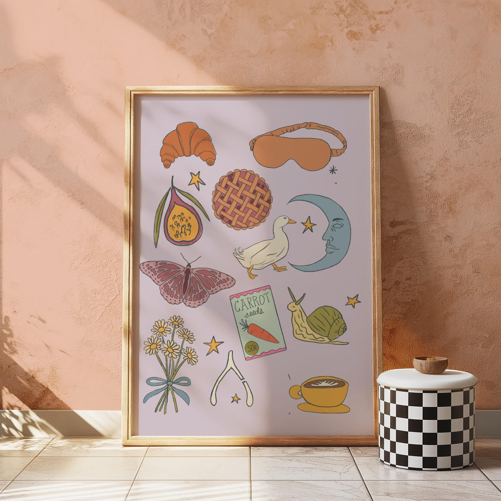 Purple Whimsical Doodle Art Print