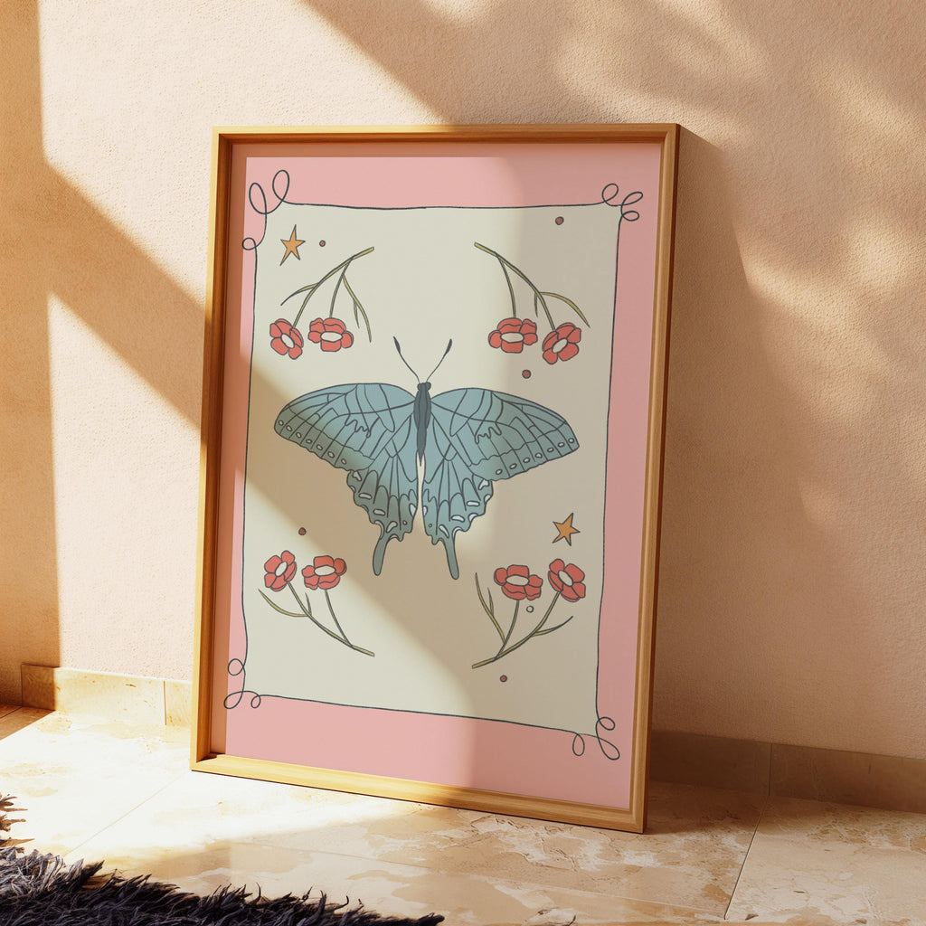 Set of 3 Whimsical Butterfly Prints – Unframed Wall Art