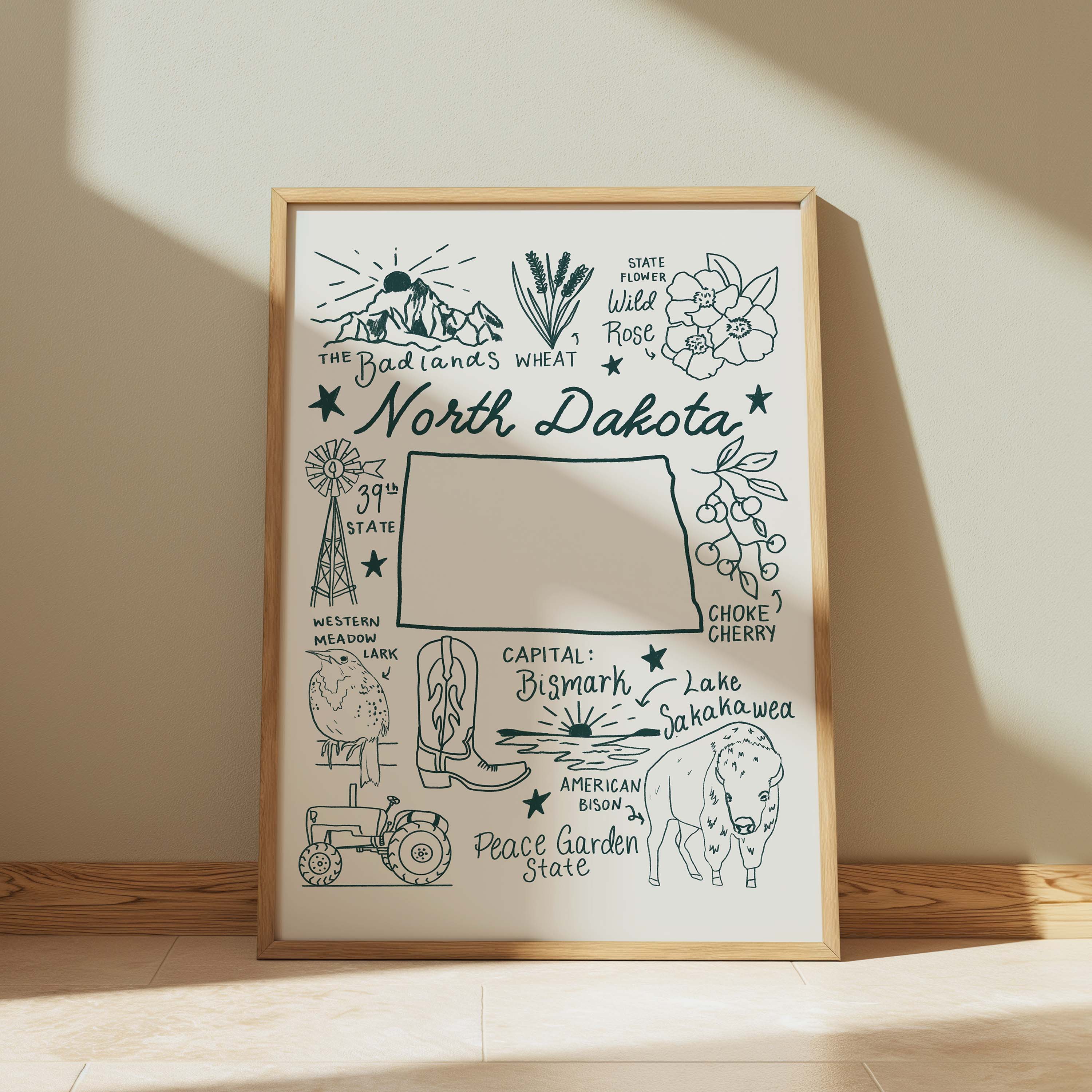 North Dakota Art Print