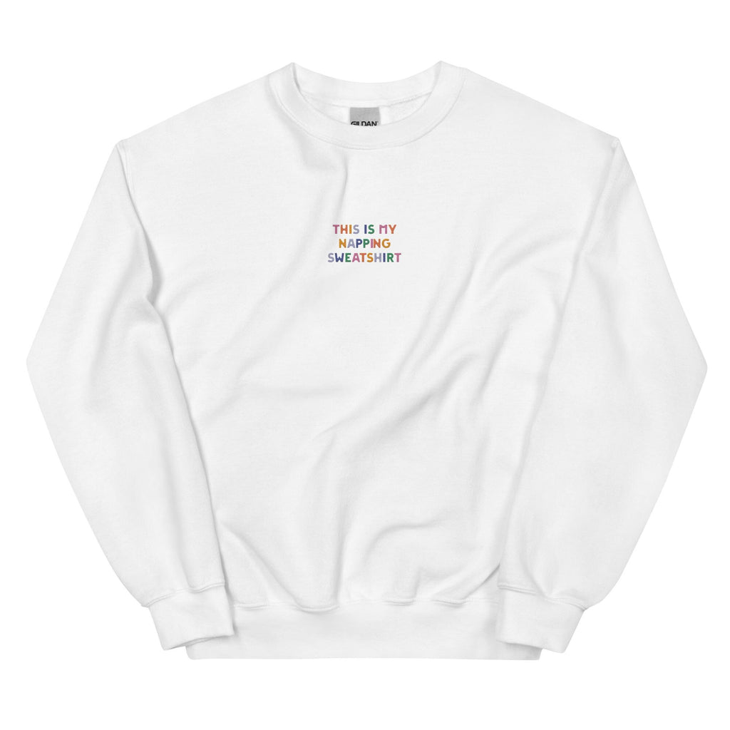 This Is My Napping Sweatshirt | White Embroidered Crewneck | Cozy Sleepy Girl Sweatshirt | Funny Lounge Wear | Comfort Gift