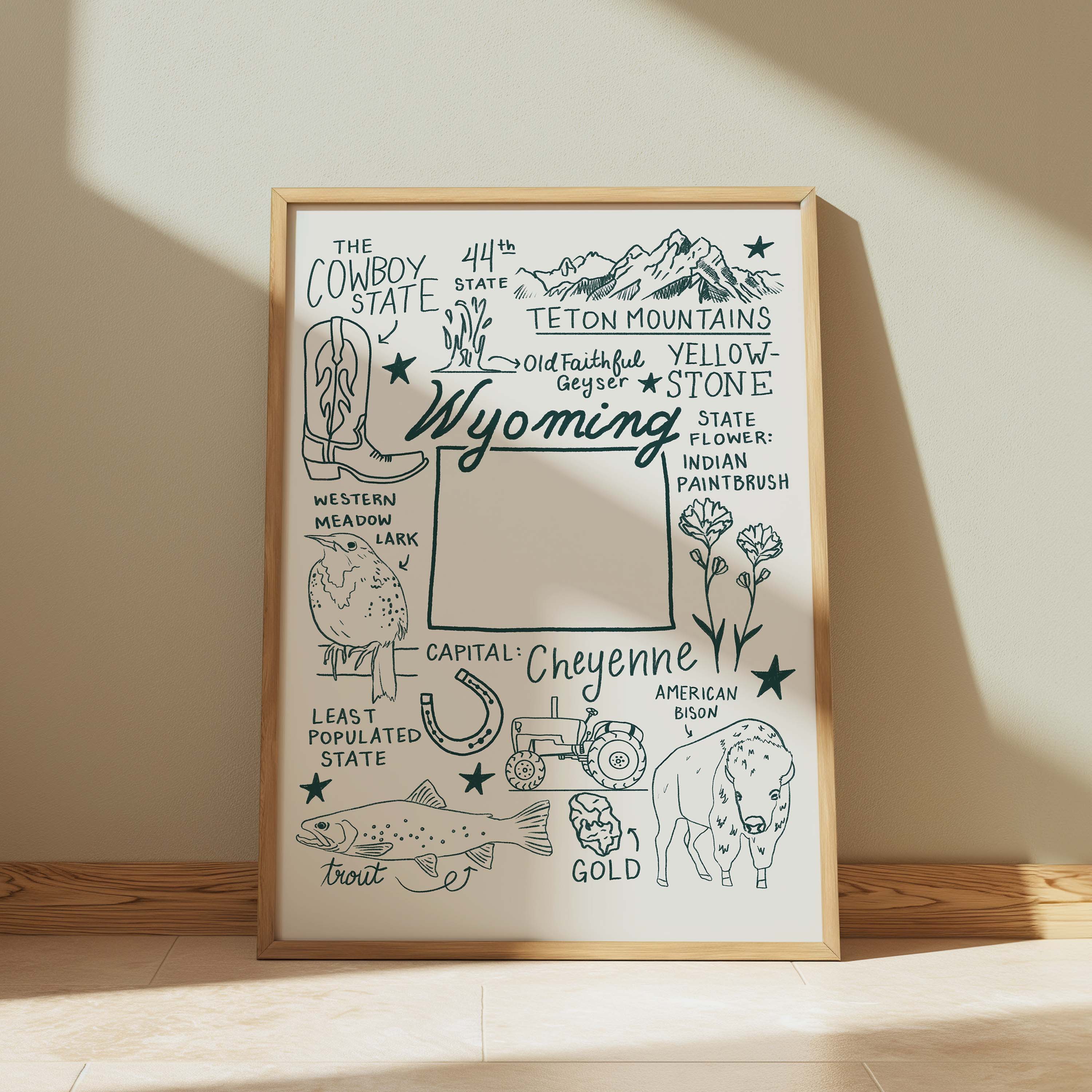 Wyoming State Art Print