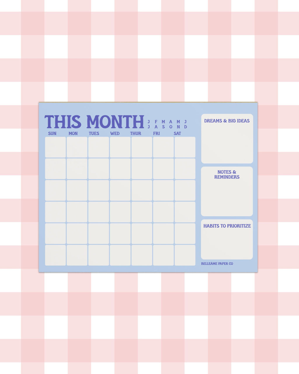 Blue Monthly Planning Notepad • 8.5x11 Desk Pad Organizer