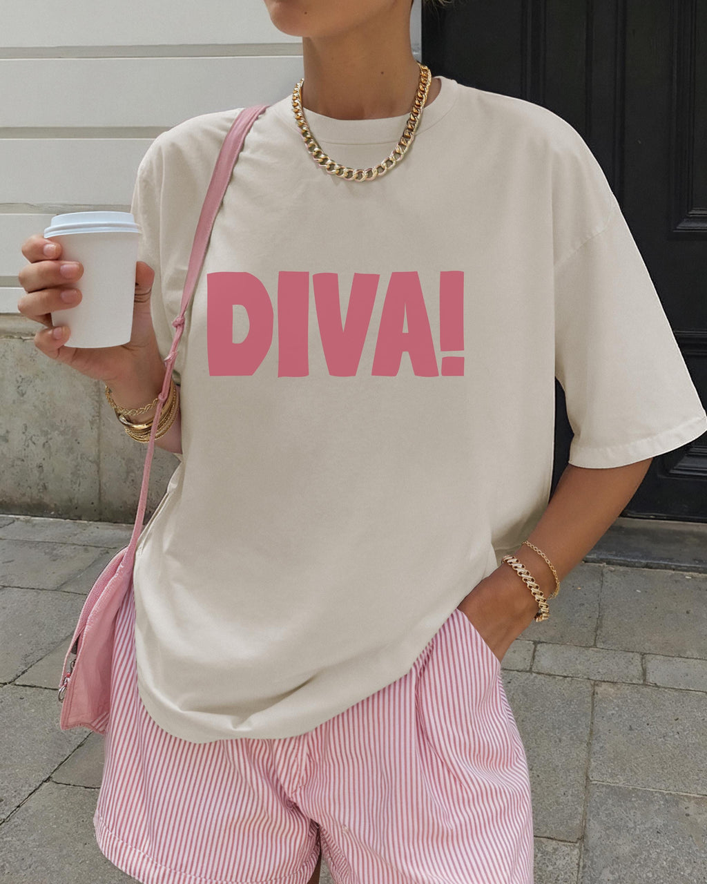 Comfort Colors Ivory "Diva!" Graphic T-Shirt | Relaxed Fit Cotton Tee