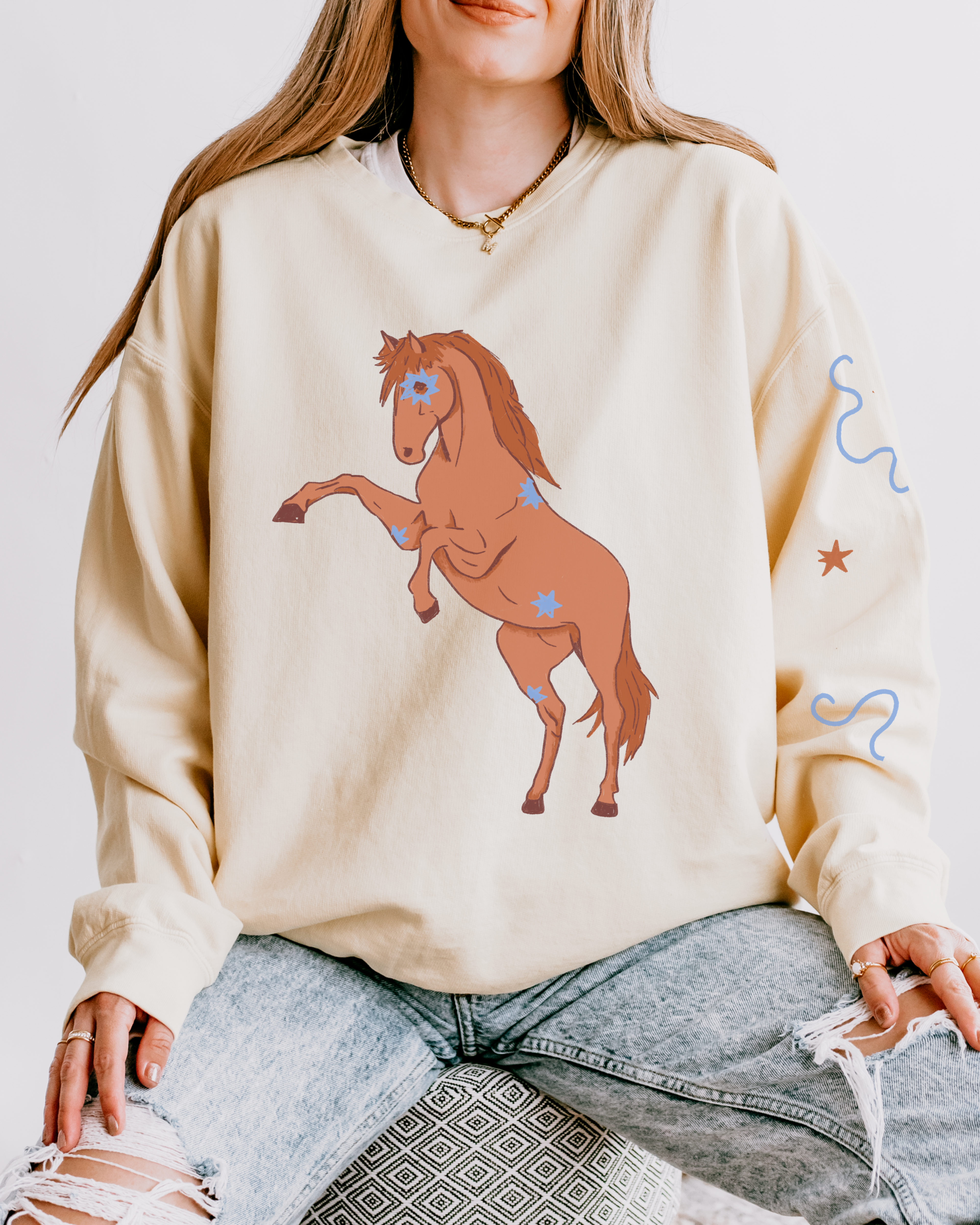 Ivory Fire Horse Comfort Colors Crewneck