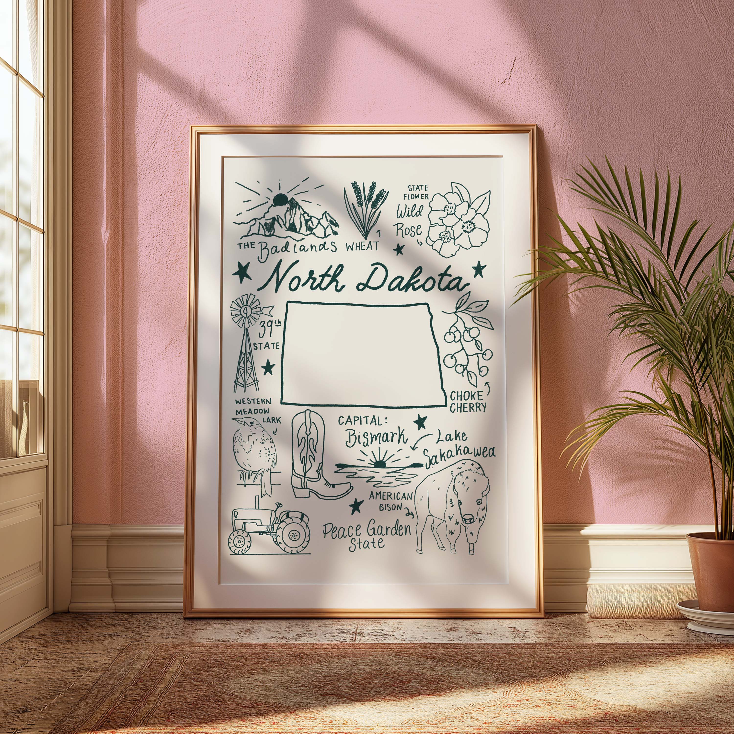 North Dakota Art Print