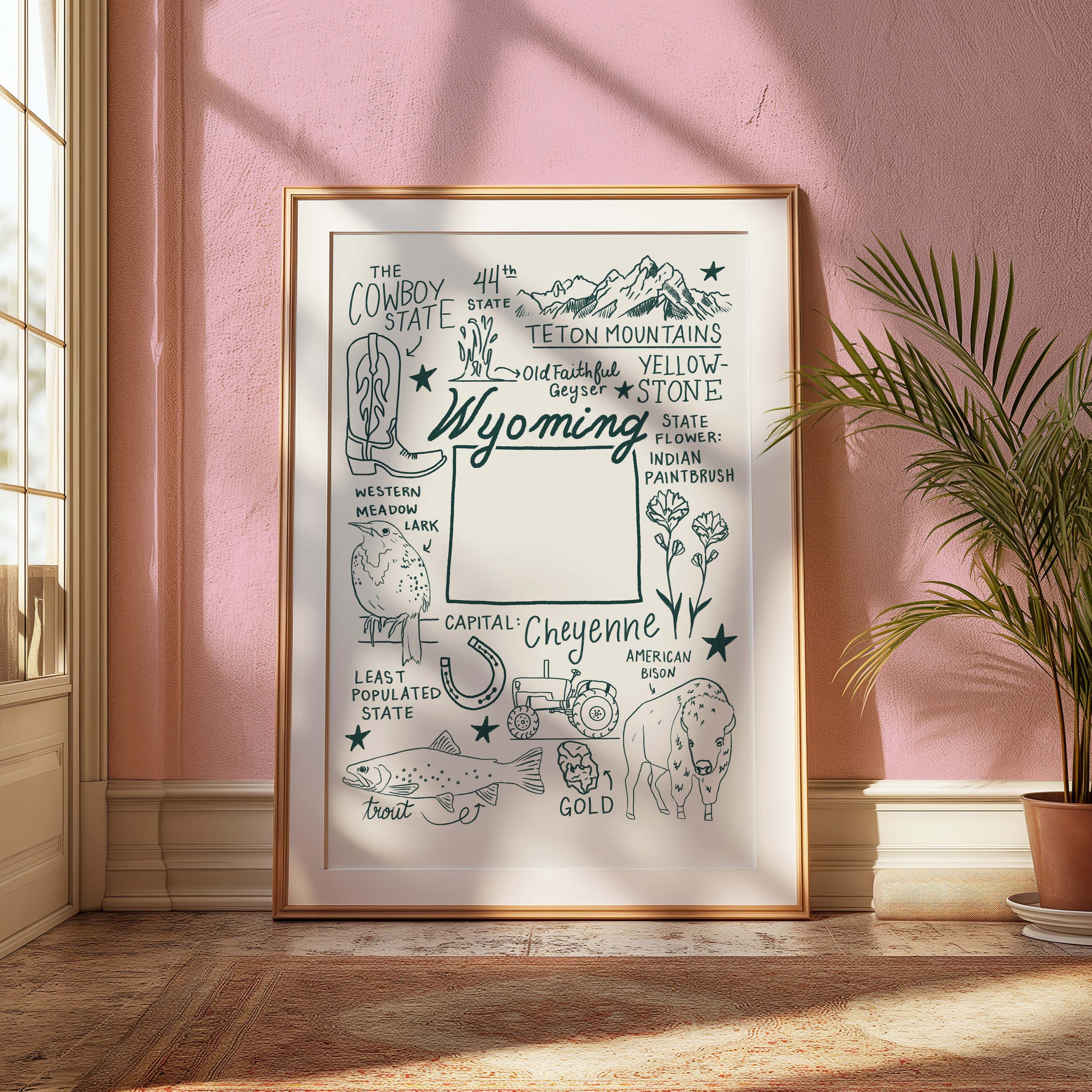 Wyoming State Art Print