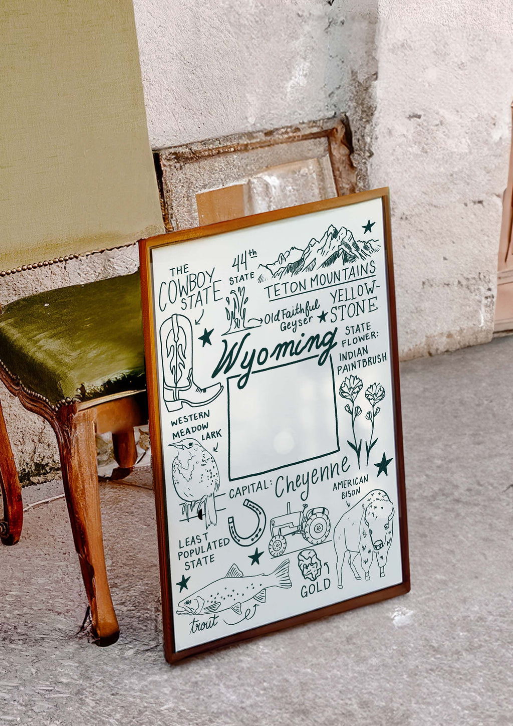 Wyoming State Art Print