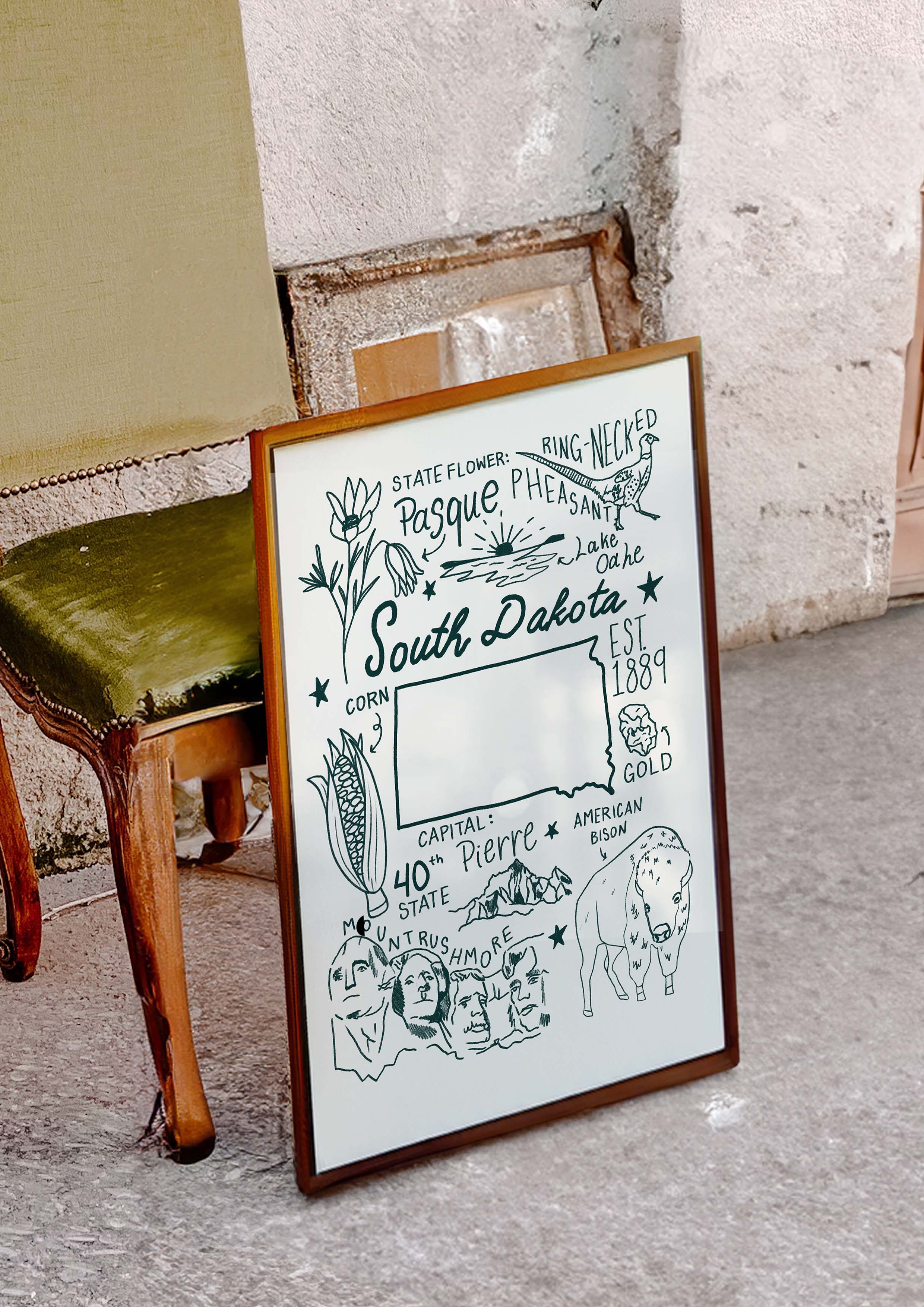 South Dakota Art Print