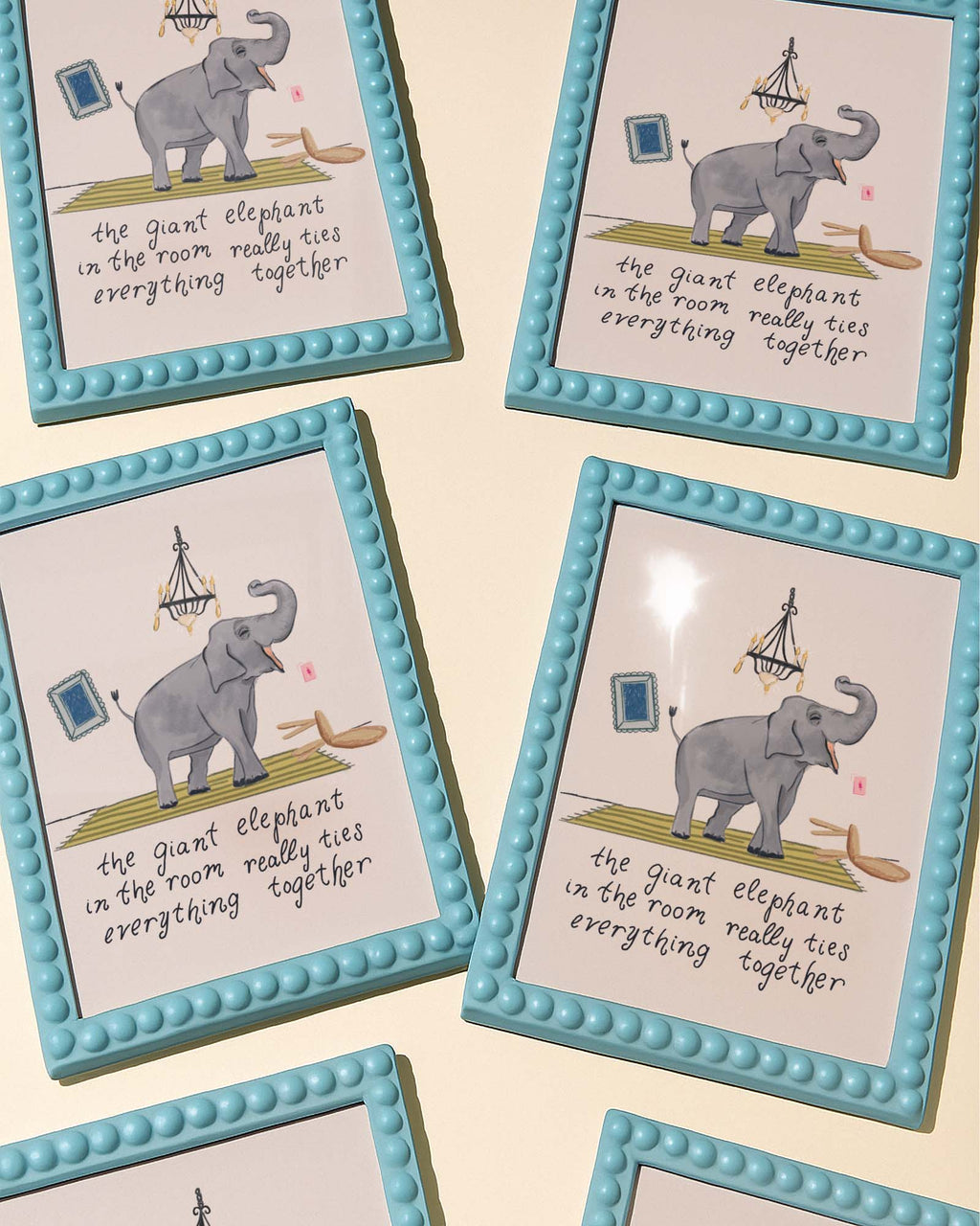 Elephant in the Room Art Print, Funny Animal Wall Decor, Whimsical Illustration Poster, Quirky Home Decor, Cozy Apartment Wall Art