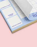 Blue Monthly Planning Notepad • 8.5x11 Desk Pad Organizer