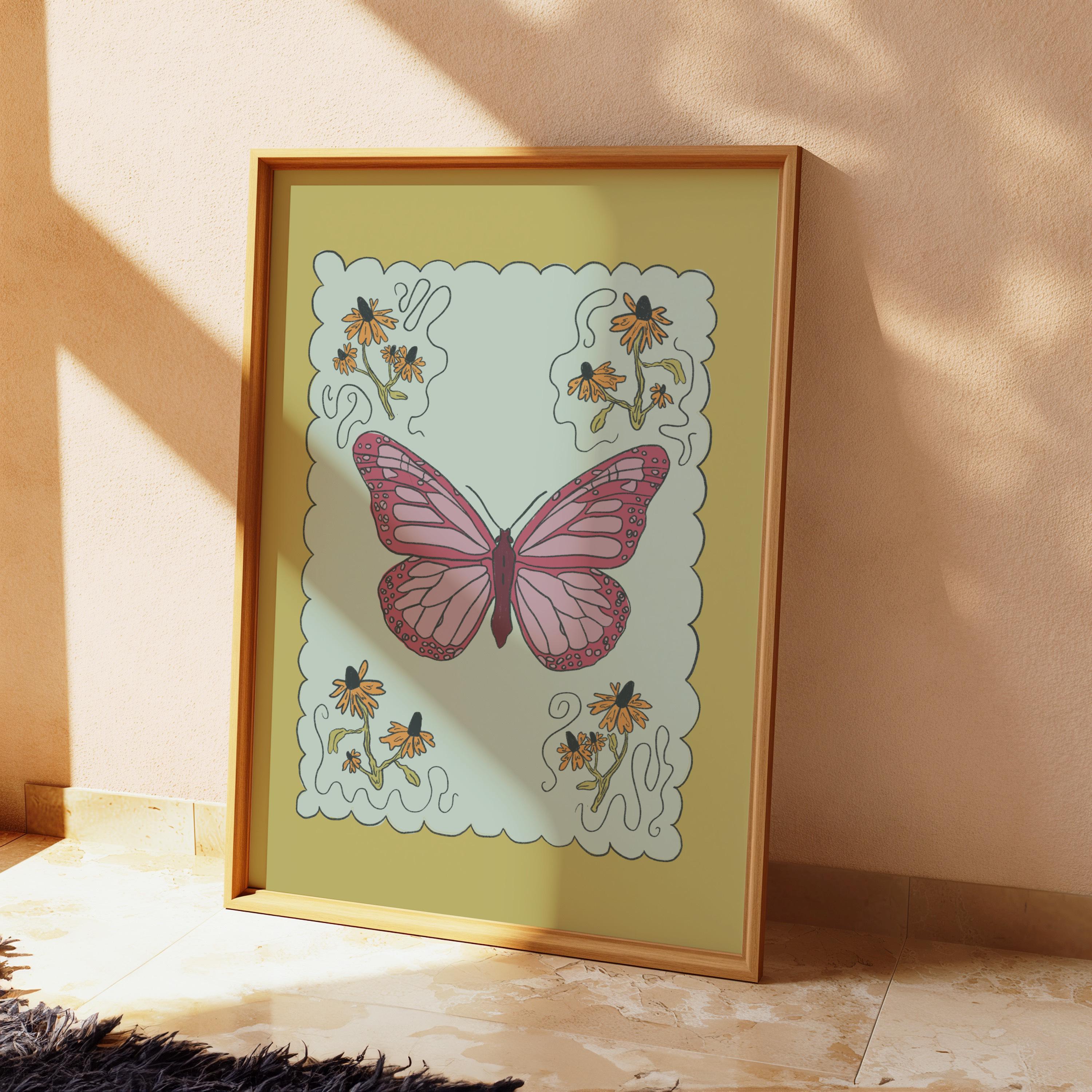 Set of 3 Whimsical Butterfly Prints – Unframed Wall Art