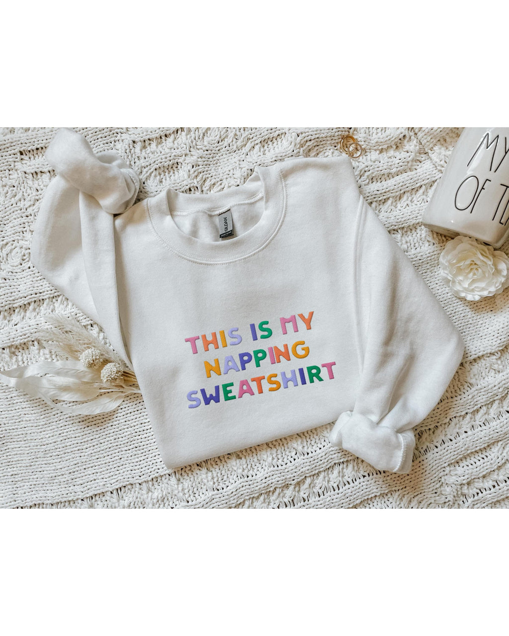 This Is My Napping Sweatshirt | White Embroidered Crewneck | Cozy Sleepy Girl Sweatshirt | Funny Lounge Wear | Comfort Gift