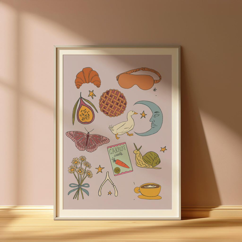 Purple Whimsical Doodle Art Print