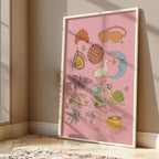 Pink Whimsical Doodle Print