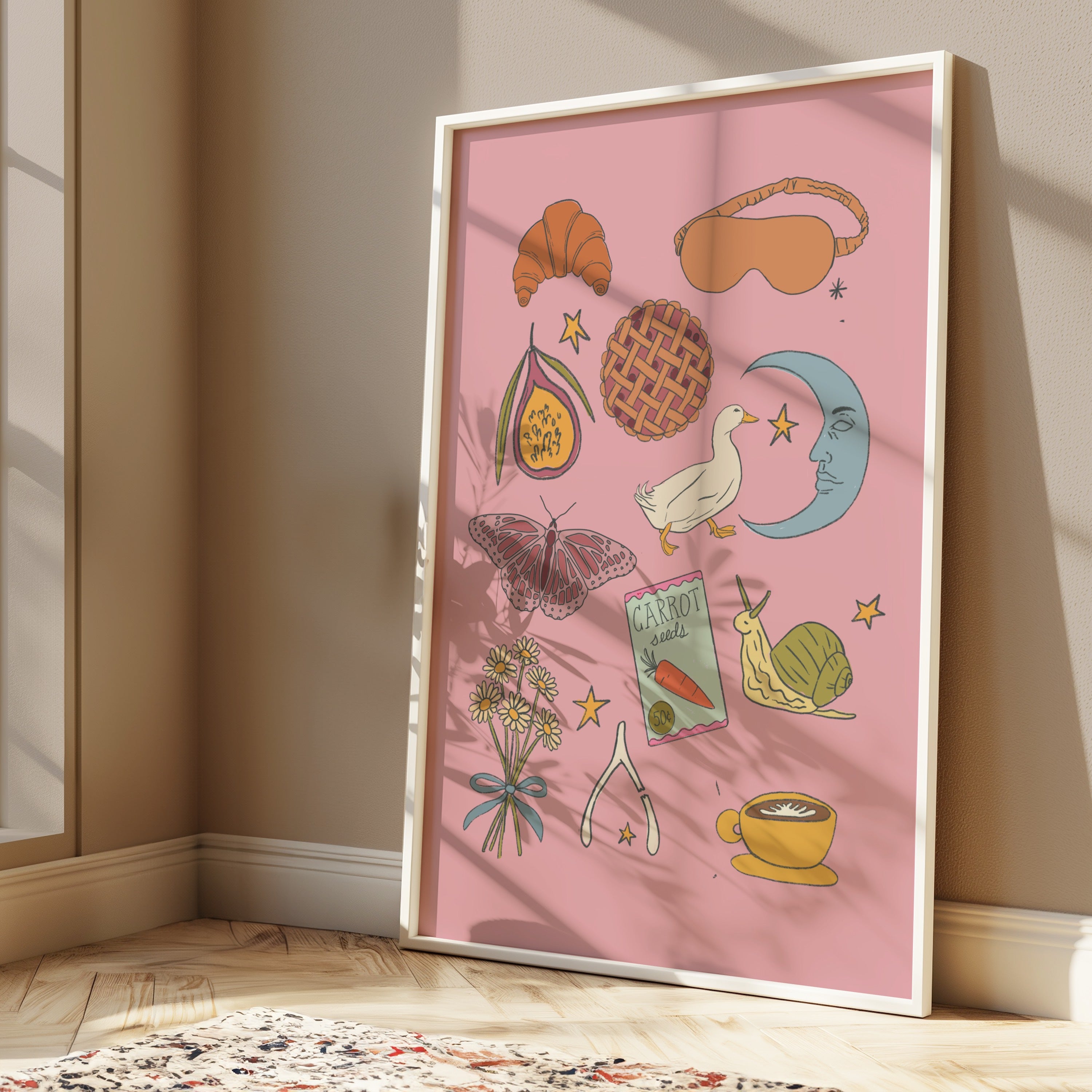 Pink Whimsical Doodle Print