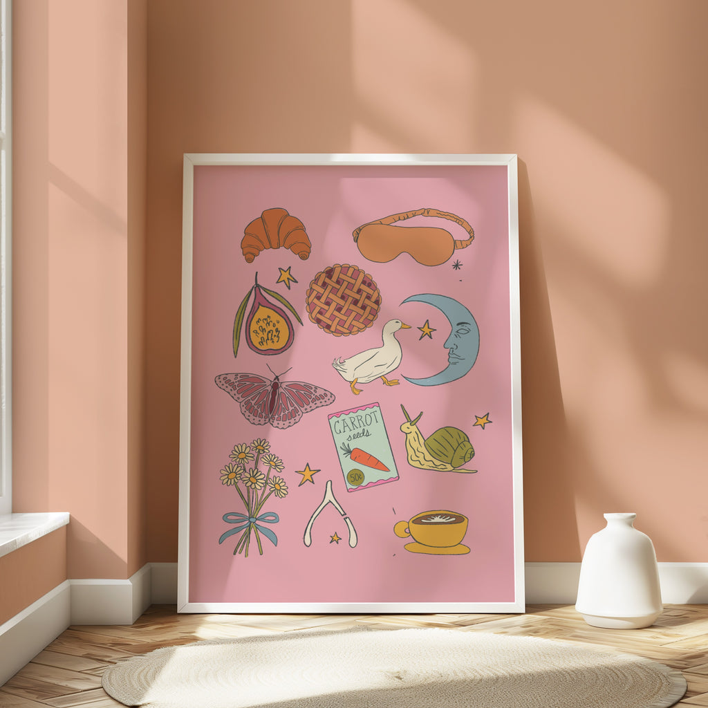 Pink Whimsical Doodle Print